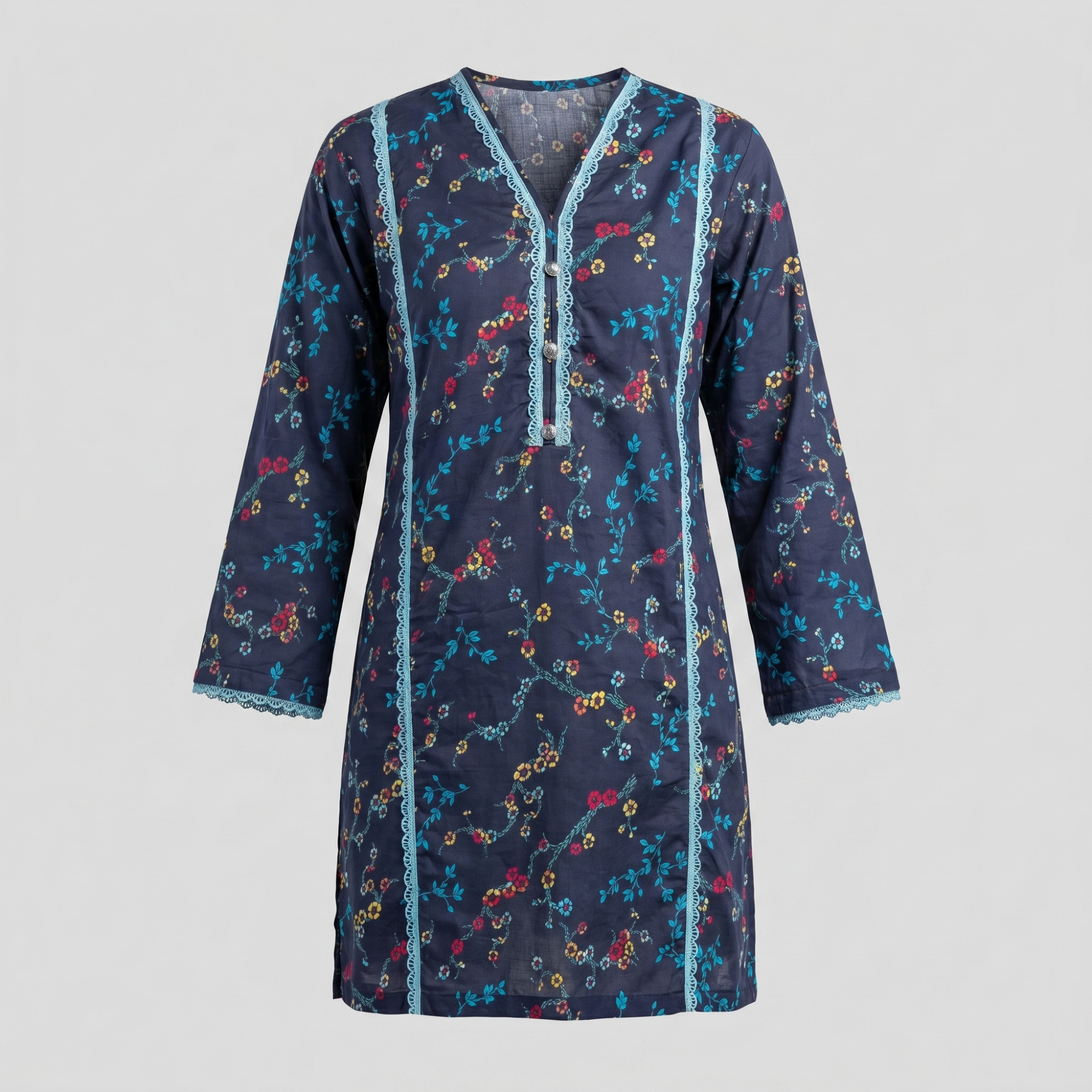 Midnight Flora – 2 Piece Premium Lawn Kurta Trouser for Girls