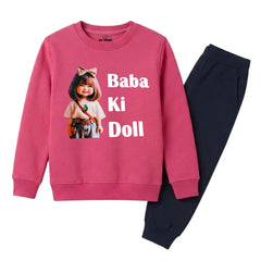 Baba Ki Doll Girls Winter Sweatshirt Tracksuit - 2 Pcs