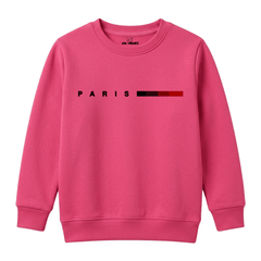 Paris City Typographic Sleek Line Kids Winter Crewneck Sweatshirt