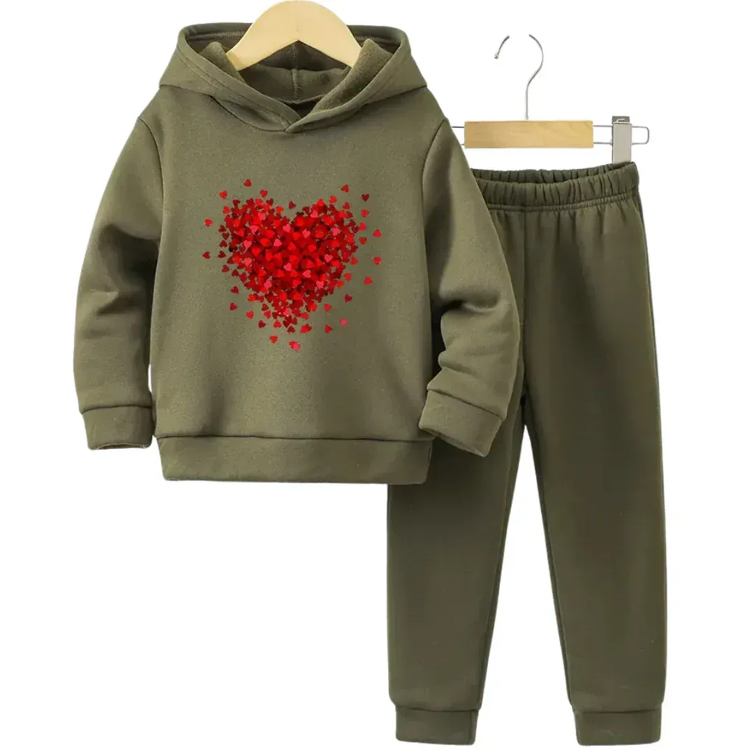 New Red Heart Hoodie Tracksuit - Kin Trends