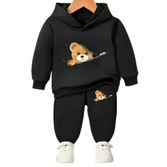 Shy Bear Fleece Hoodie Tracksuit - Kin Trends