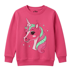 Starry Magical Unicorn Glitter Mane Kids Winter Crewneck Sweatshirt