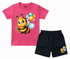 Little Bee Balloon Shorts Set (Not Embroidered)| Kids T shirt and shorts| Mini Minors Kintrends