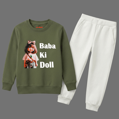 Baba Ki Doll Girls Winter Sweatshirt Tracksuit - 2 Pcs