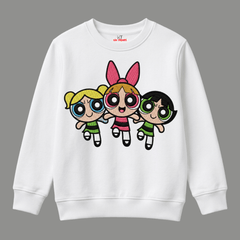 The Powerpuff Girls Character Trio Graphic Kids Winter Crewneck Sweatshirt