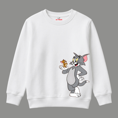 Tom and Jerry Classic Corner Character Graphic Kids Winter Crewneck Sweatshirt
