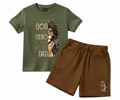 Hero Dad Lion Graphic Summer Set| Kids T shirt and shorts| Mini Minors Kintrends