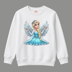 Disney Frozen Queen Elsa Angel Wings Graphic Kids Winter Crewneck Sweatshirt