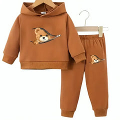 Shy Bear Fleece Hoodie Tracksuit - Kin Trends