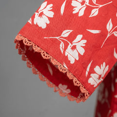 Red Flora ??2 Piece Premium Lawn Kurta Trouser for Girls