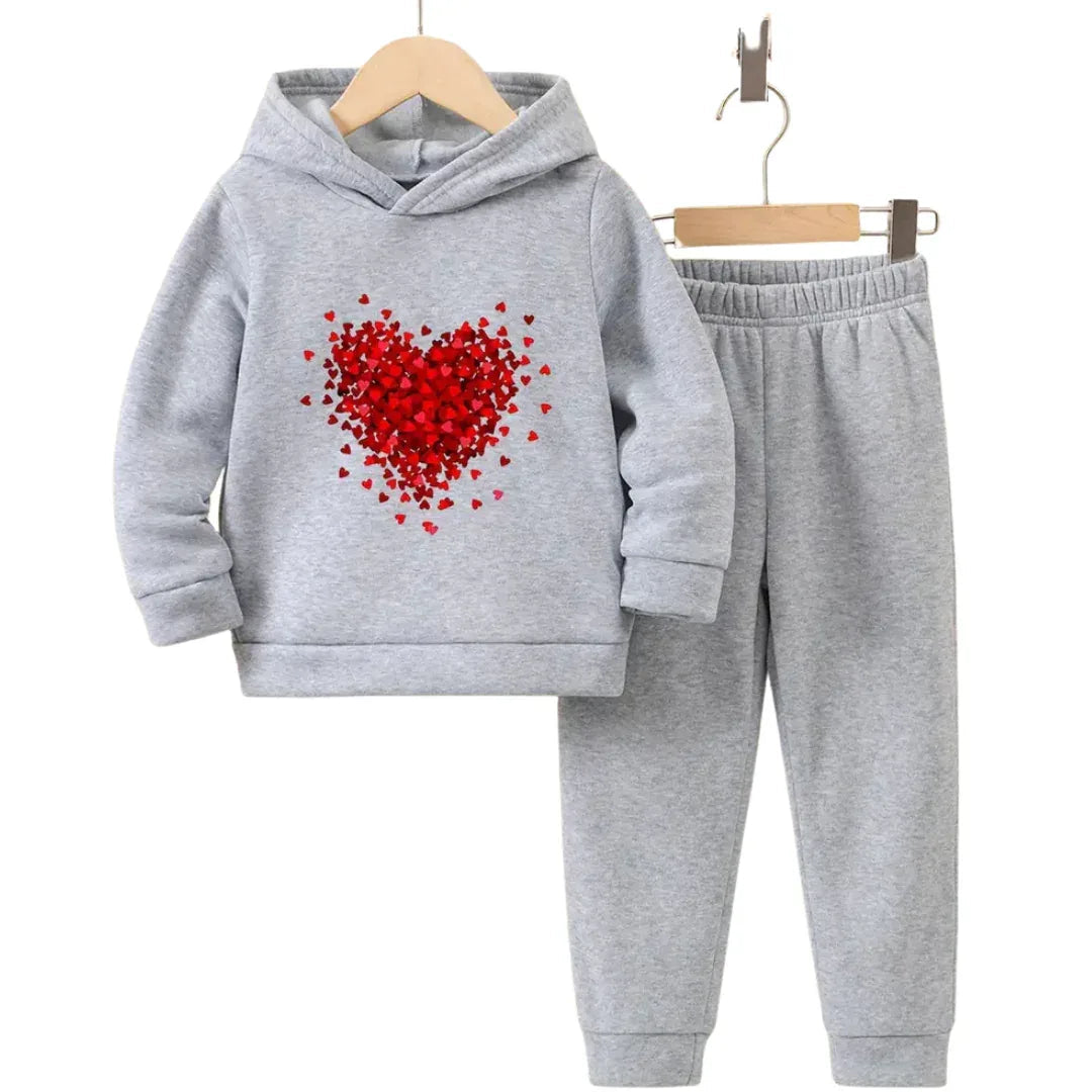 New Red Heart Hoodie Tracksuit - Kin Trends