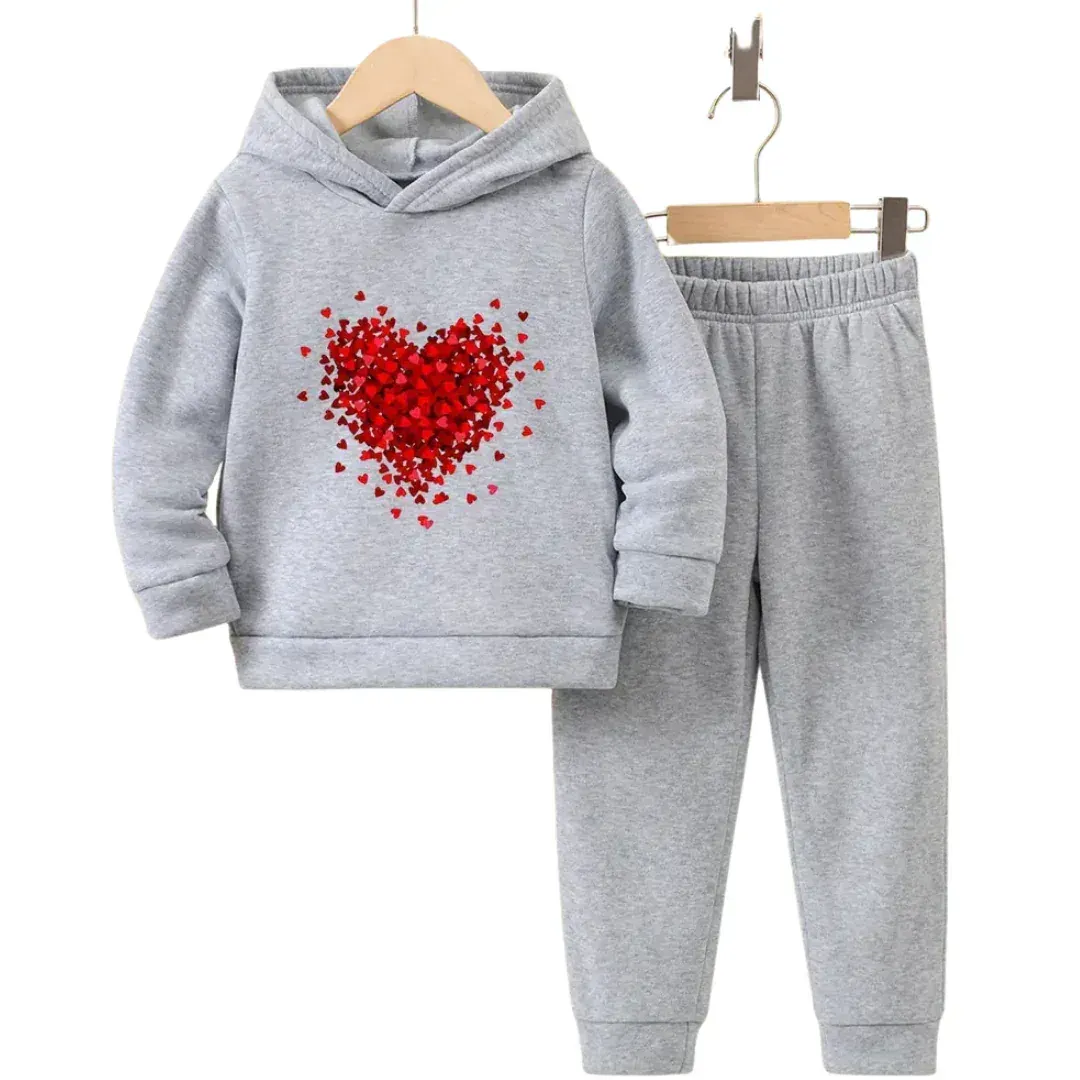 New Red Heart Hoodie Tracksuit - Kin Trends