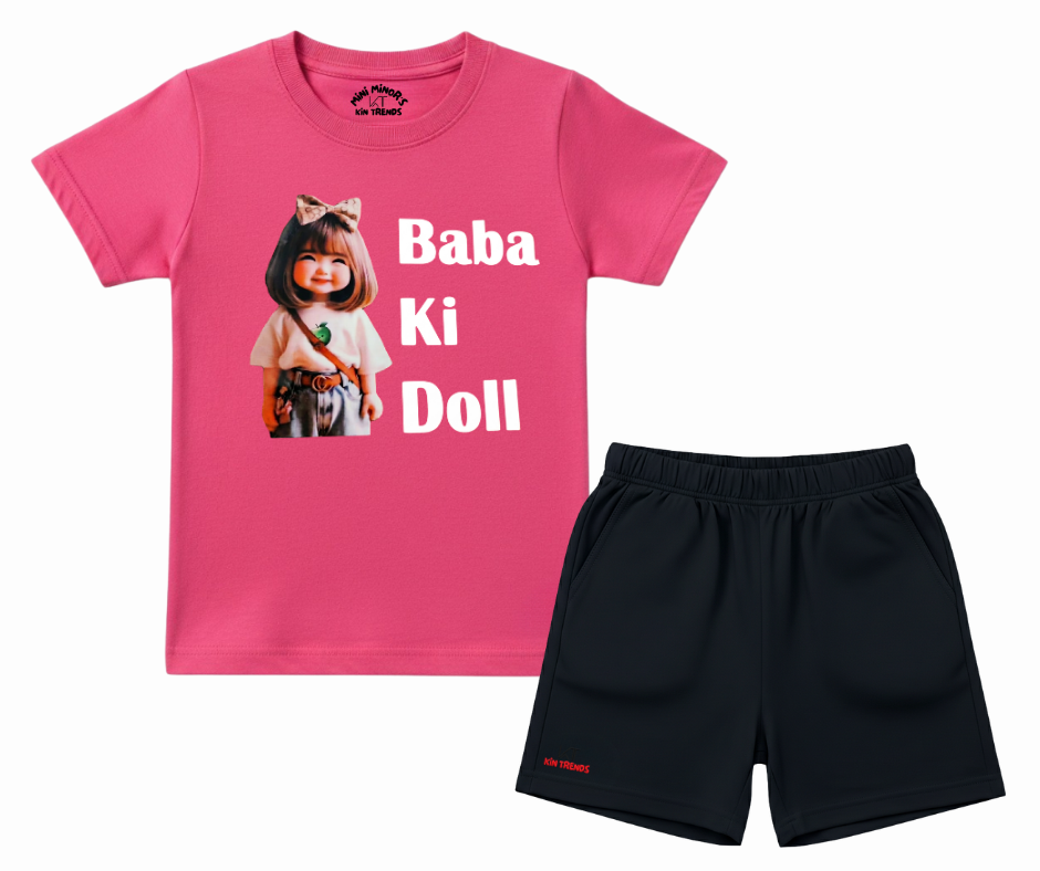 Baba Ki Doll Summer shorts Set | Kids T shirt and shorts| Mini Minors Kintrends