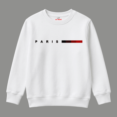 Paris City Typographic Sleek Line Kids Winter Crewneck Sweatshirt