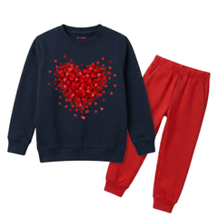 Scattered Red Hearts Explosion Girls Winter Tracksuit - 2 Pcs