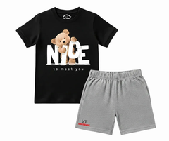 Nice Bear T Shirt & Shorts Combo ??Black/Grey | Mini Minors Kintrends