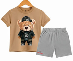 Boy?? Tan Teddy Bear T Shirt and  Shorts Set| Mini Minors Kintrends