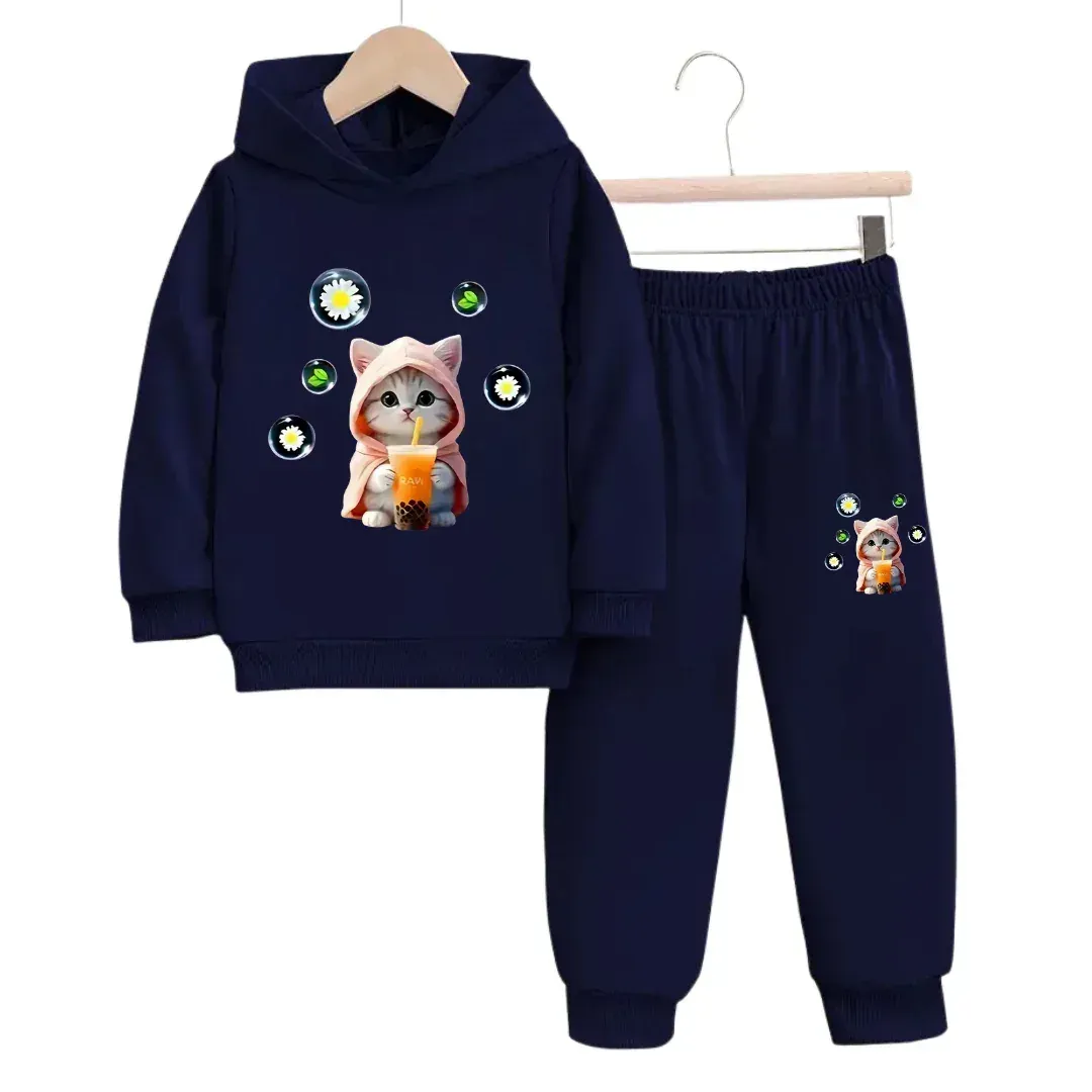 Cutest Cat Fleece Hoodie Tracksuit - Kin Trends