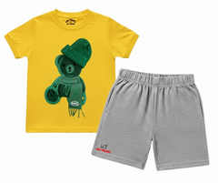 Color Contrast Greeny Bear Shorts Set (Not Embroidered) Kids T shirt and shorts | Mini Minors Kin Trends | Kintrends