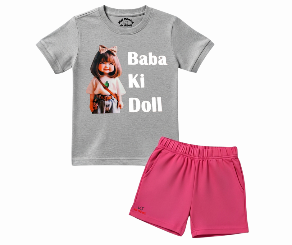 Baba Ki Doll Summer shorts Set | Kids T shirt and shorts| Mini Minors Kintrends