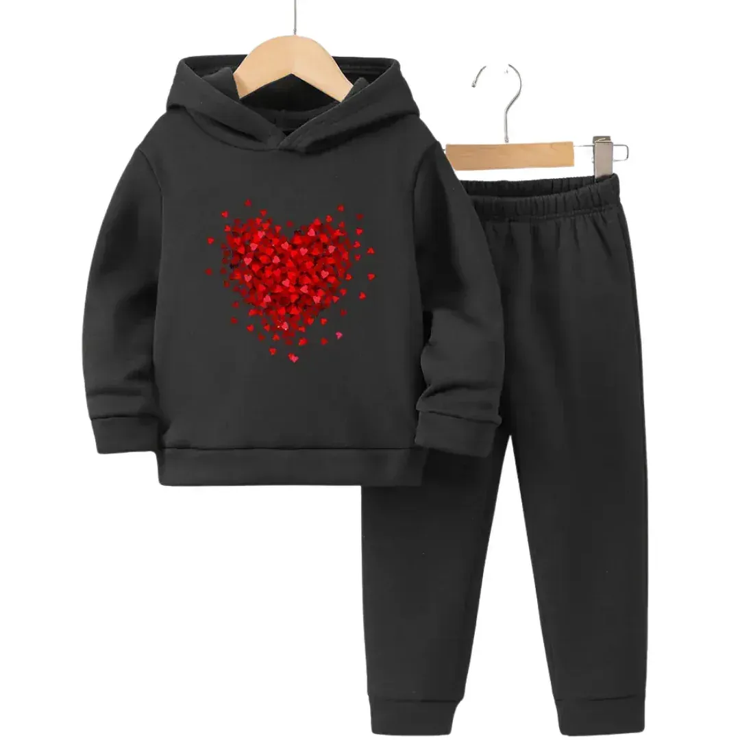 New Red Heart Hoodie Tracksuit - Kin Trends