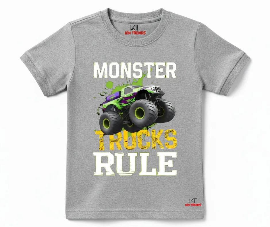 Monster Trucks Rule Tee | Kids T shirt | Mini Minors Kin Trends | Kintrends