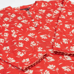 Red Flora ??2 Piece Premium Lawn Kurta Trouser for Girls