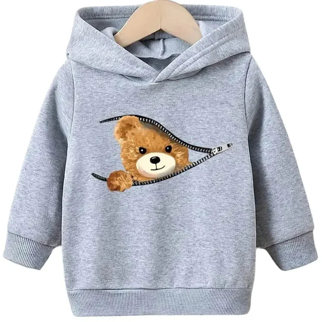 Shy Bear Fleece Hoodie Warm Fleece Hoodies For Kids - Kin Trends