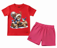 Enchanted Forest Deer & Bluebird |Tee & Shorts | Mini Minors Kintrends