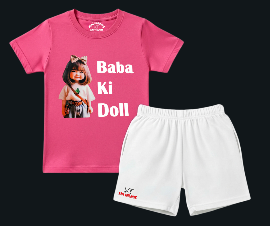 Baba Ki Doll Summer shorts Set | Kids T shirt and shorts| Mini Minors Kintrends