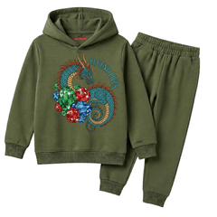 Dragon Legend Lives Graphic Winter Fleece Tracksuit - 2 Pcs
