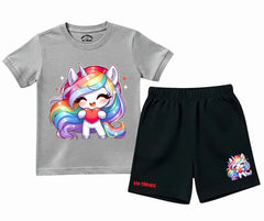 Heart Hugger Unicorn Shorts Set | Mini Minors Kintrends