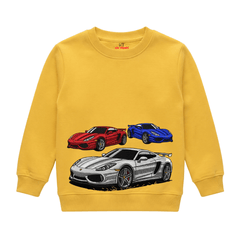 Turbo Supercars Speed Racing Trio Graphic Kids Winter Crewneck Sweatshirt