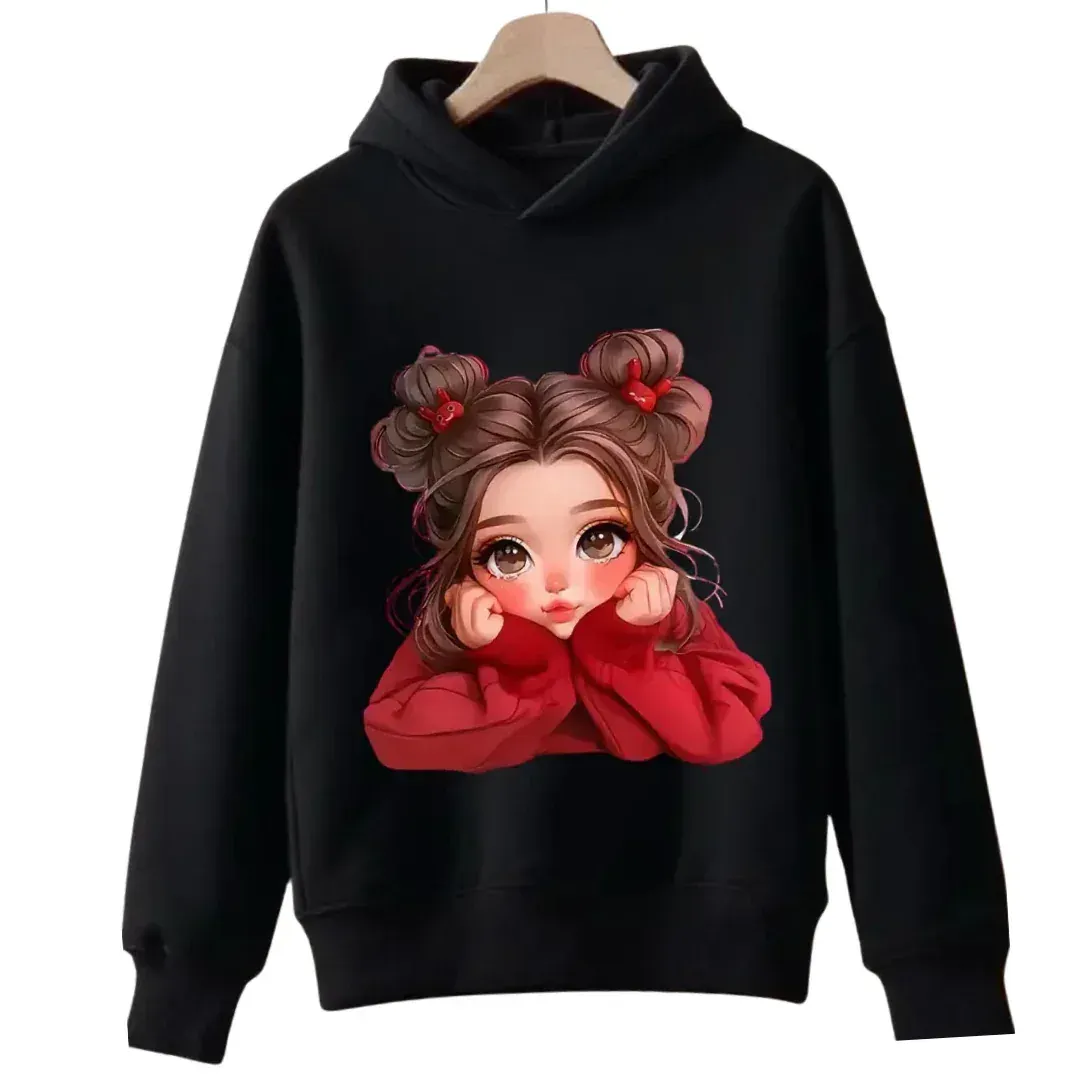 Cutie Doll Printed Fleece Hoodie - Kin Trends