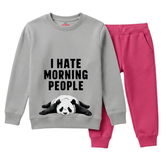 I Hate Morning People Panda Girls Winter Tracksuit - 2 Pcs