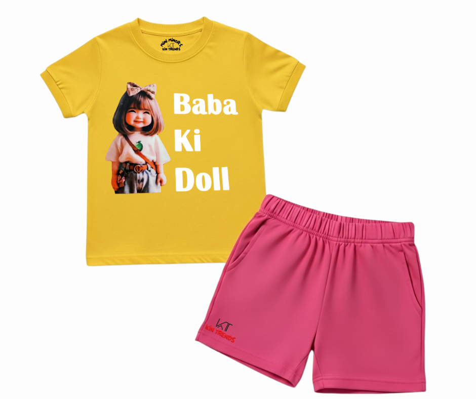 Baba Ki Doll Summer shorts Set | Kids T shirt and shorts| Mini Minors Kintrends