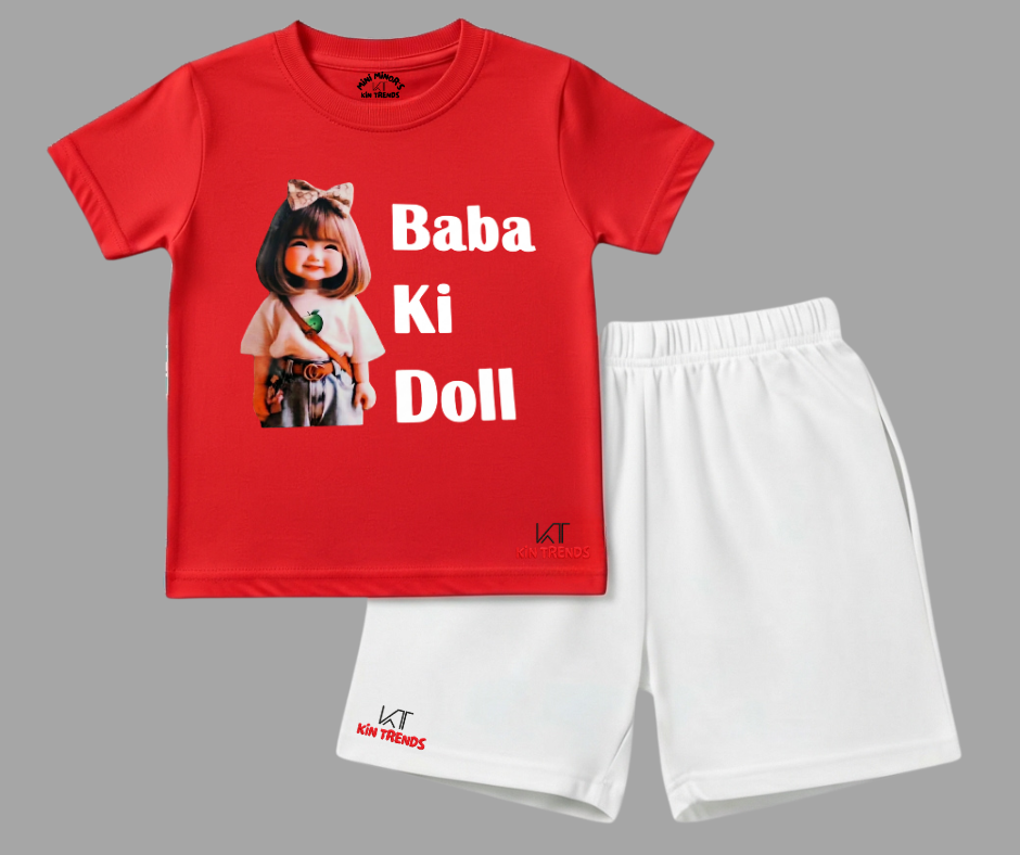 Baba Ki Doll Summer shorts Set | Kids T shirt and shorts| Mini Minors Kintrends