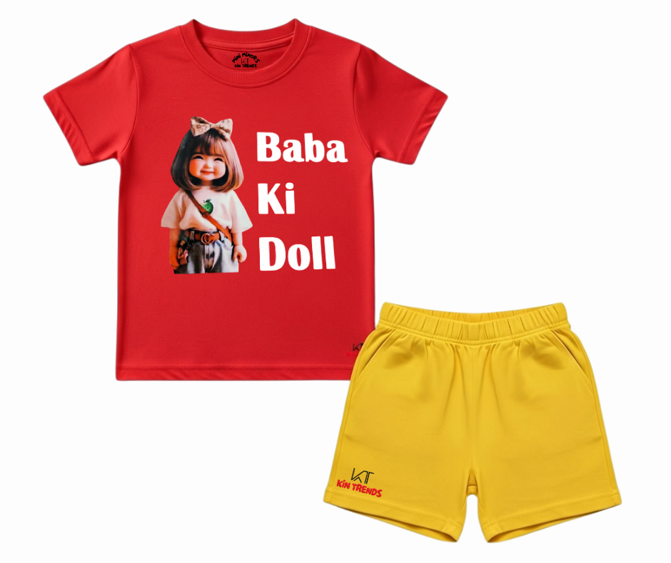 Baba Ki Doll Summer shorts Set | Kids T shirt and shorts| Mini Minors Kintrends