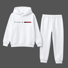 Kids Luxury All White Paris Winter Hoodie Suit