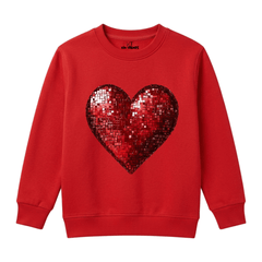 Glamorous Metallic Sequin Style Heart Sweatshirt