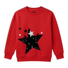 Kids Red Bold Speckled Star Silhouette Warm Sweatshirt