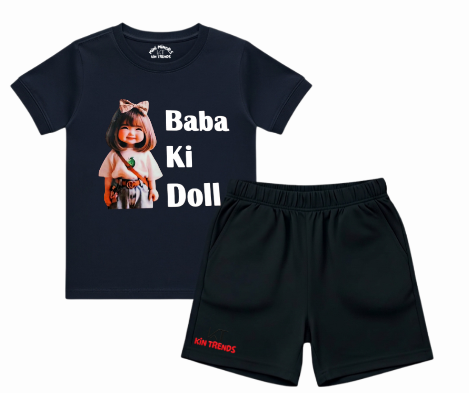 Baba Ki Doll Summer shorts Set | Kids T shirt and shorts| Mini Minors Kintrends
