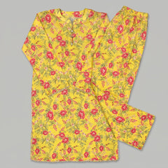 Yellow Flora – 2 Piece Premium Lawn Kurta Trouser for Girls