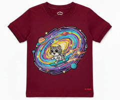 Colorful Galaxy Cat Kids Short Sleeve Tee| Mini Minors Kintrends