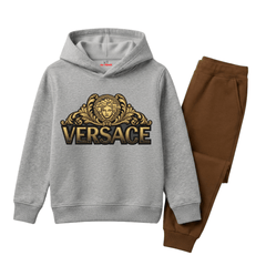 VRSC D5 Grey & Brown Luxury  Baroque Gold Winter Hoodie Suit