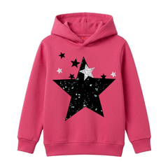 Abstract Distressed Galaxy Star Cluster Graphic Kids Winter Fleece Hoodie