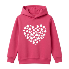 Girls Pink St Patricks Lucky Plant Heart Silhouette Warm Hoodie