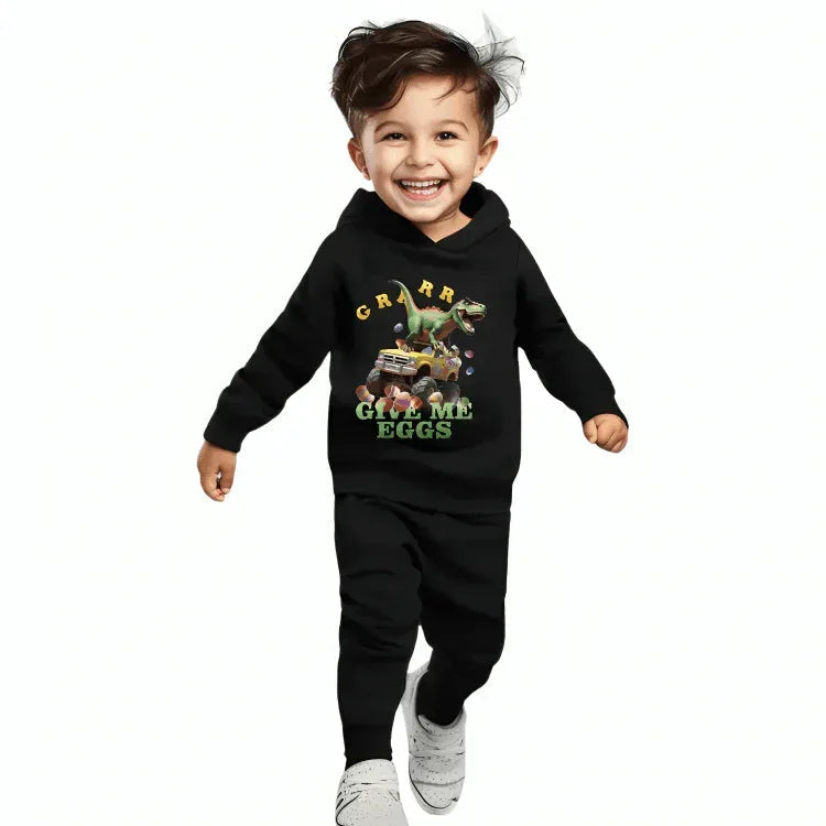 Give Me Eggs Dino Hoodie Tracksuit - Kin Trends