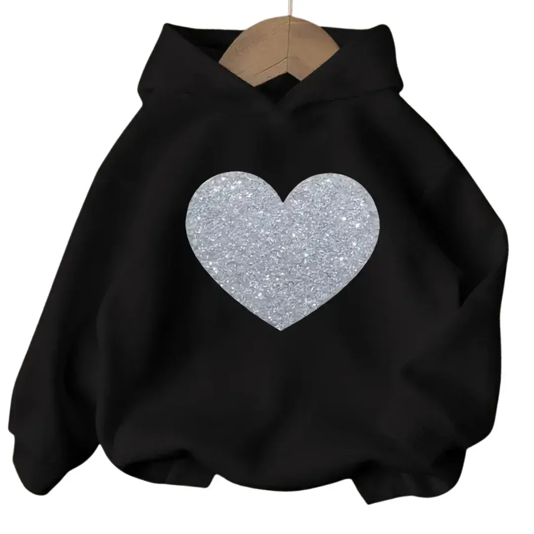 New White Heart Fleece Hoodie - Kin Trends