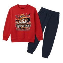 Trick or Treat Printed Kids Winter Sweatshirt Tracksuit - 2 Pcs
